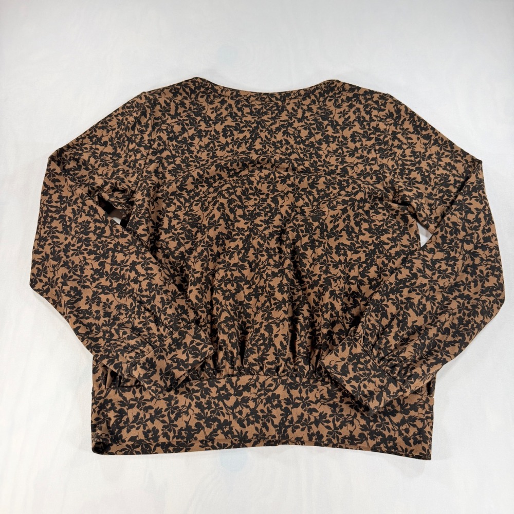 J. Jill Cardigan Women Small Brown Black Floral Button Front Cotton Tencel Top - Picture 6 of 6